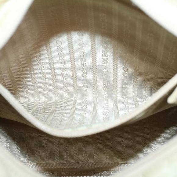 PRADA Hand Bag Nylon Leather Beige Ivory Auth 49308 - Picture 11 of 16